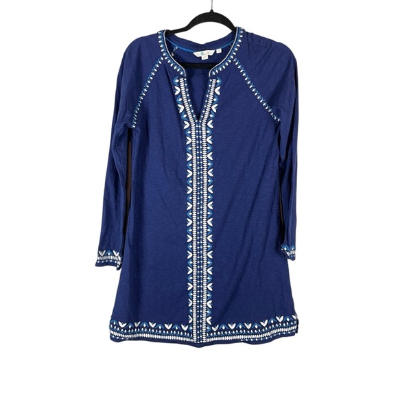 Boden Navy Blue Embroidered Long Sleeve Cotton Tunic Dress Size Small - Picture 1 of 8